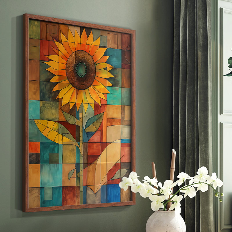 Série FLORAL CDXCI - reproduction encadrée de qualité supérieure - prête à être accrochée - aucun clou requis, Noyer