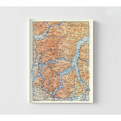 Europe, Lac de Côme, Suisse, Italie - Baedeker, 1921, impression d'affiche sur le lac de Côme, affiche de voyage en Europe, carte des Lacs italiens, décor italien