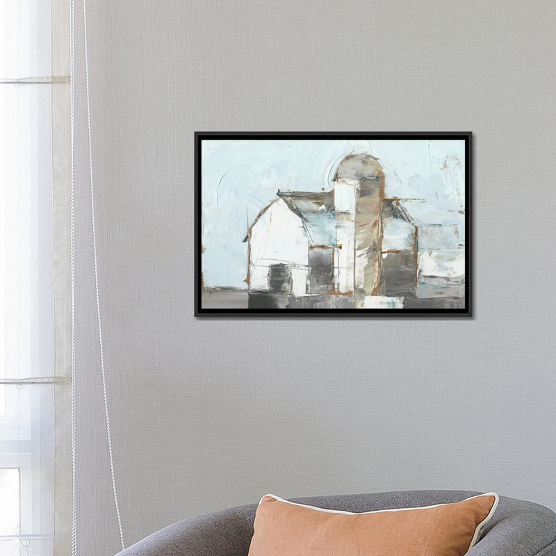 «Barn & Silo I», reproduction sur toile, H 18 po x l 26 po x P 1,5 po, Toile avec cadre noir, Pas de tapis