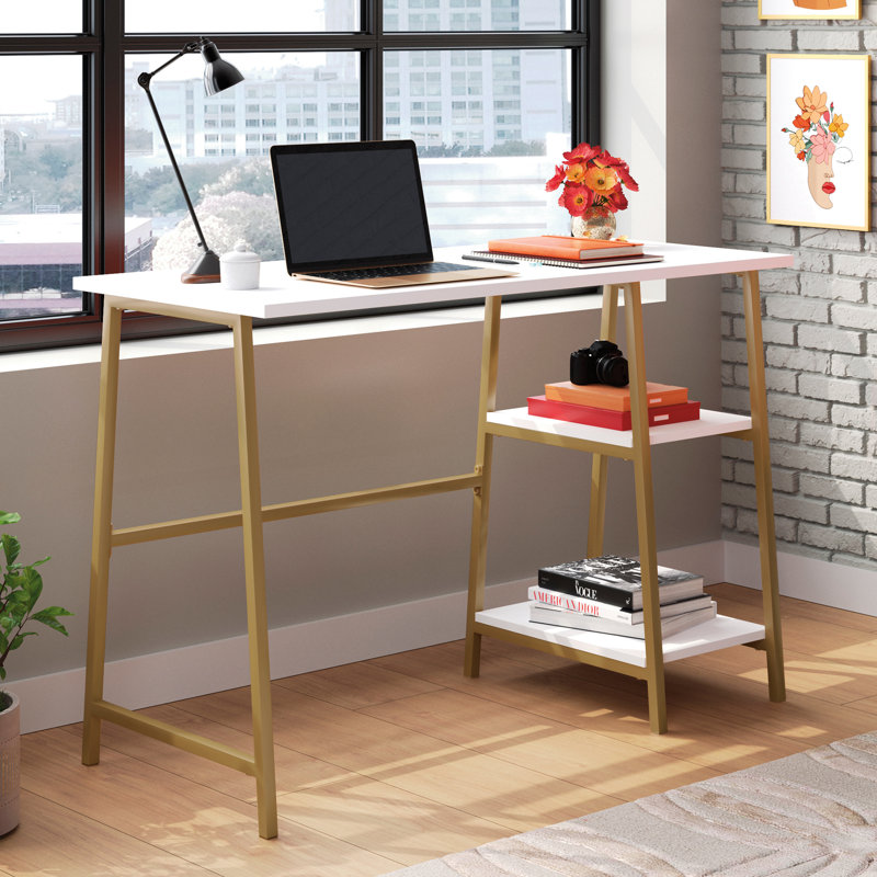 Writing Desk, White/Gold