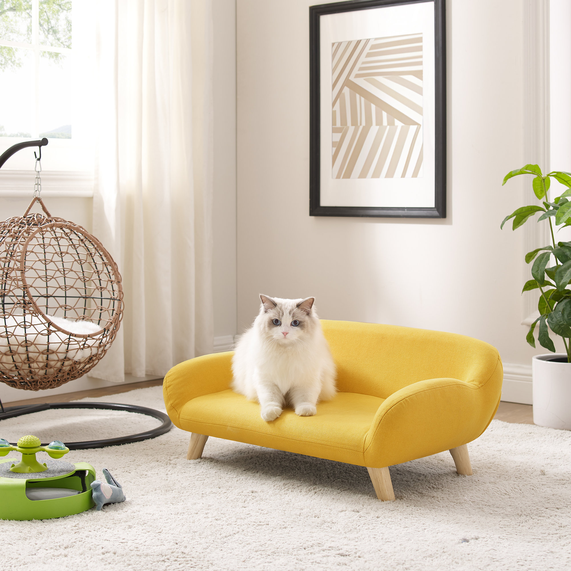 Akkeri Pet Bed, Yellow, 17" W x 28" D x 12" H