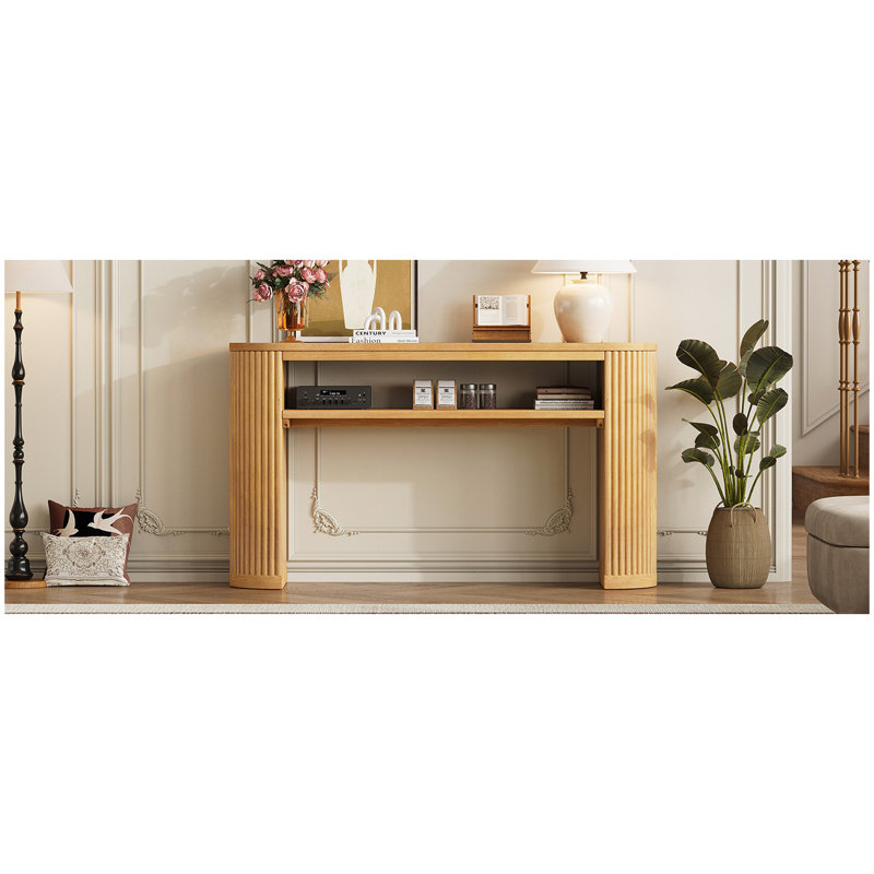 Console rustique avec pieds cannelés Trexm, Naturel