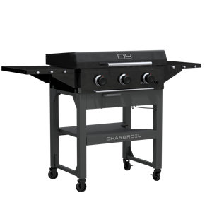 Charbroil Performance Series 28" 3-Burner XL Flat Top Gas Griddle Cart with Lid, Black