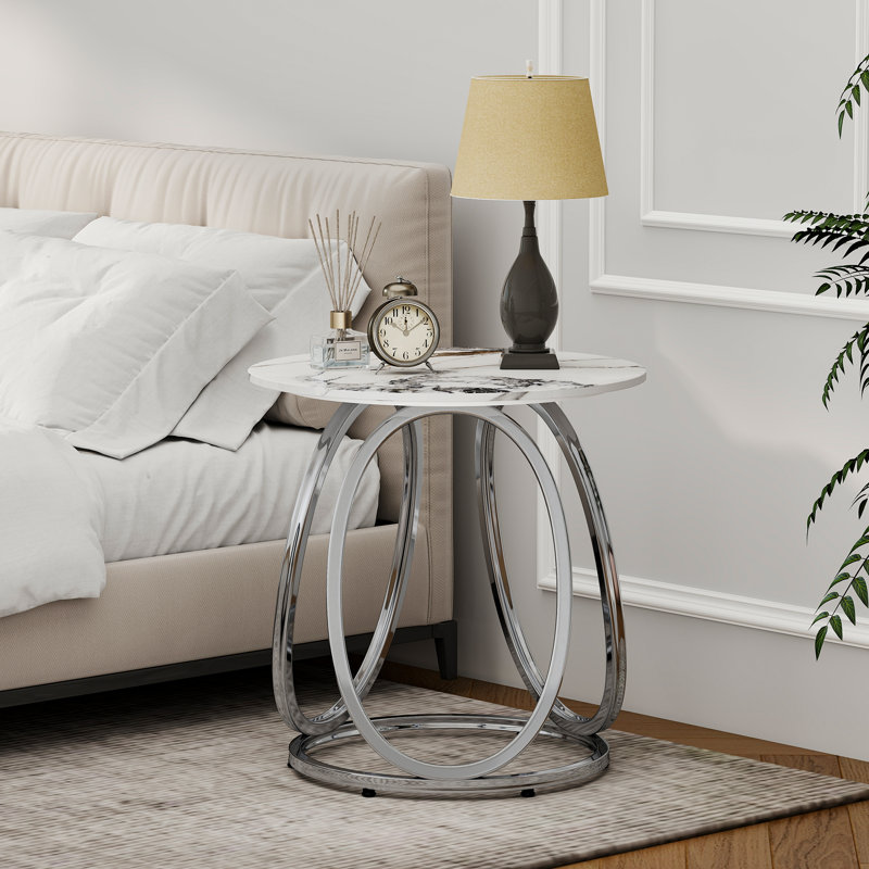 End Table, Silver, Calacatta Gold