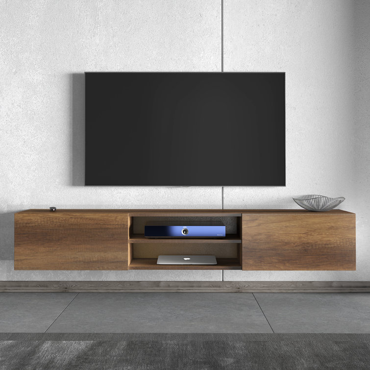 Gray Floating TV Stand Modern Wall Mount Entertainment Center