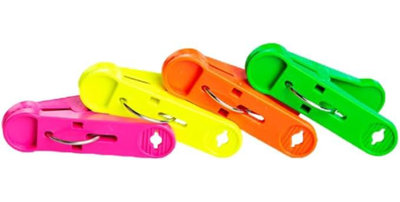 Balloon Clip-N-Weight Assorted Neon Colors with Ribbon 16-gram Plastic Balloon Weights Pkg/5