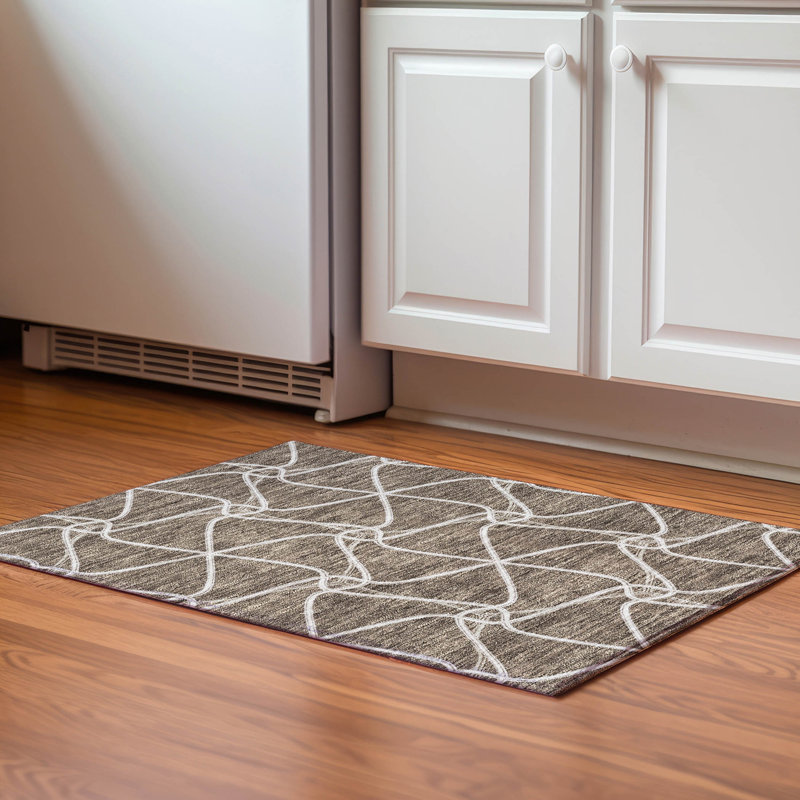 Premium Machine Washable Prisco Brown Rug, Rectangle 1'8" x 2'6"