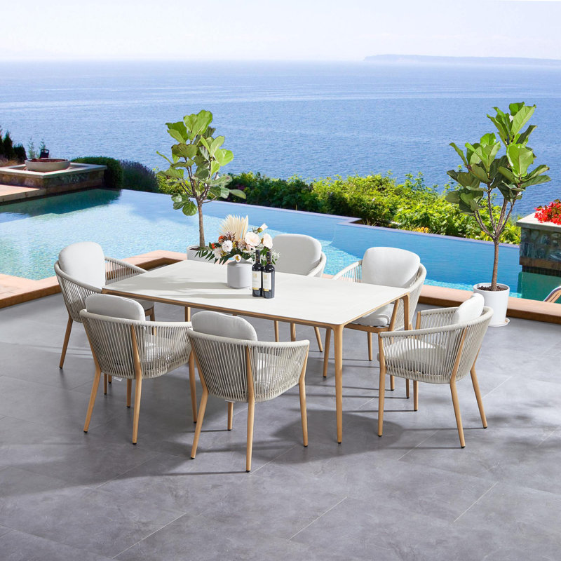 Turin 70.9'' Rectangular 6 - Person Outdoor Dining Set with Cushions