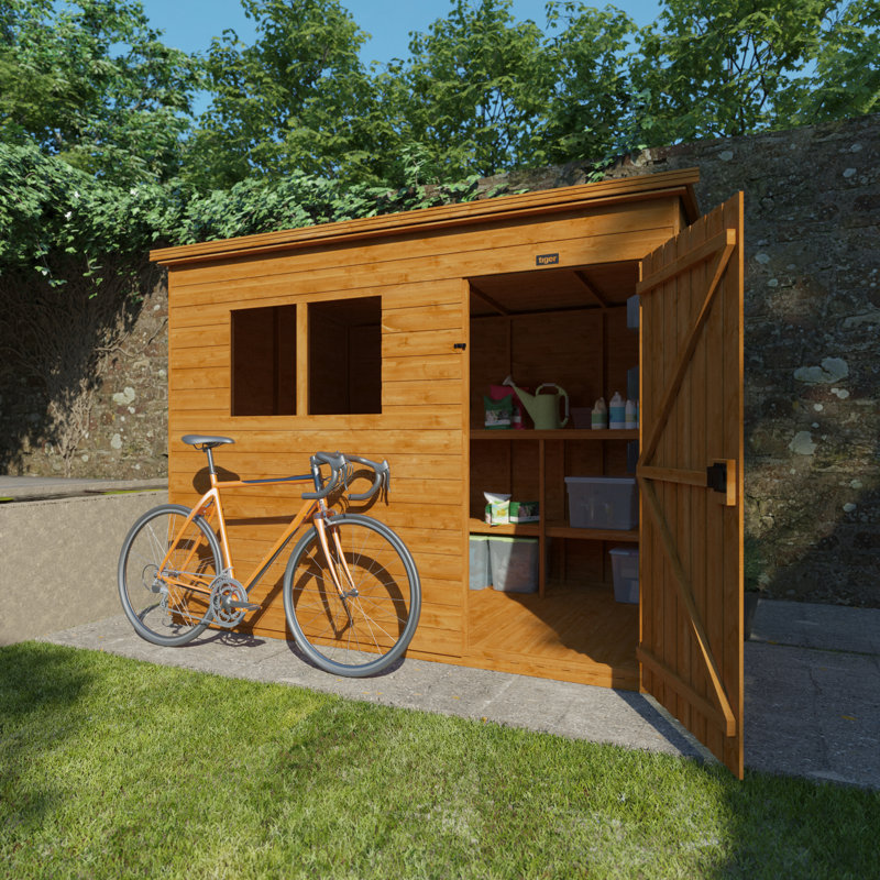 Solid Wood Shiplap Pent Garden Shed, 8.6ft. W. x 6ft. D