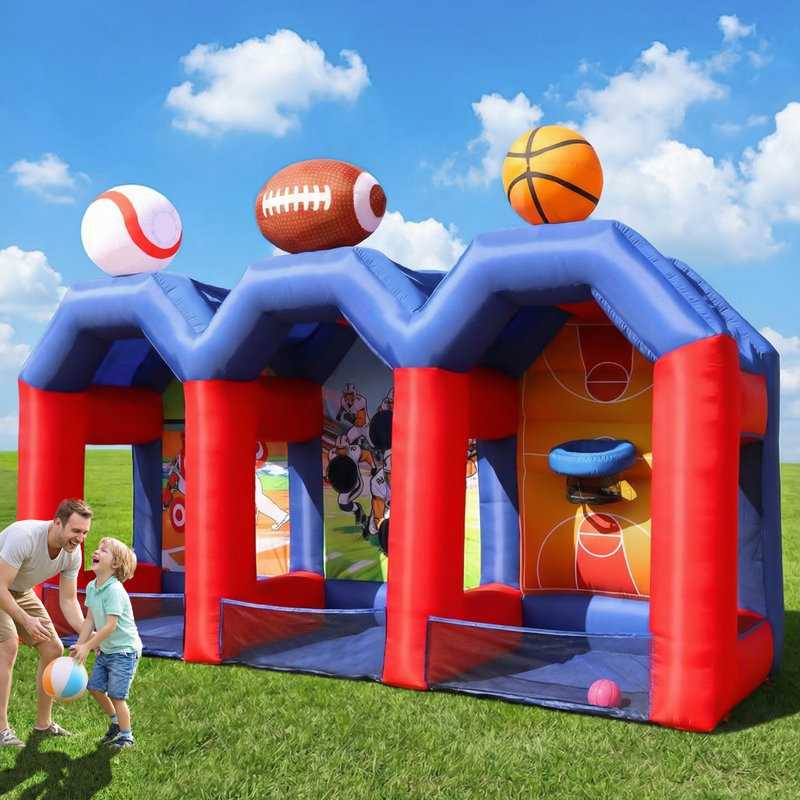 Jeu de lancer de cible de football gonflable géant de 11 pi, jeu de carnaval gonflable, installation facile pour une fête intérieure et extérieure et un usage commercial, idéal pour la cour arrière, le hayon, les fêtes d'anniversaire