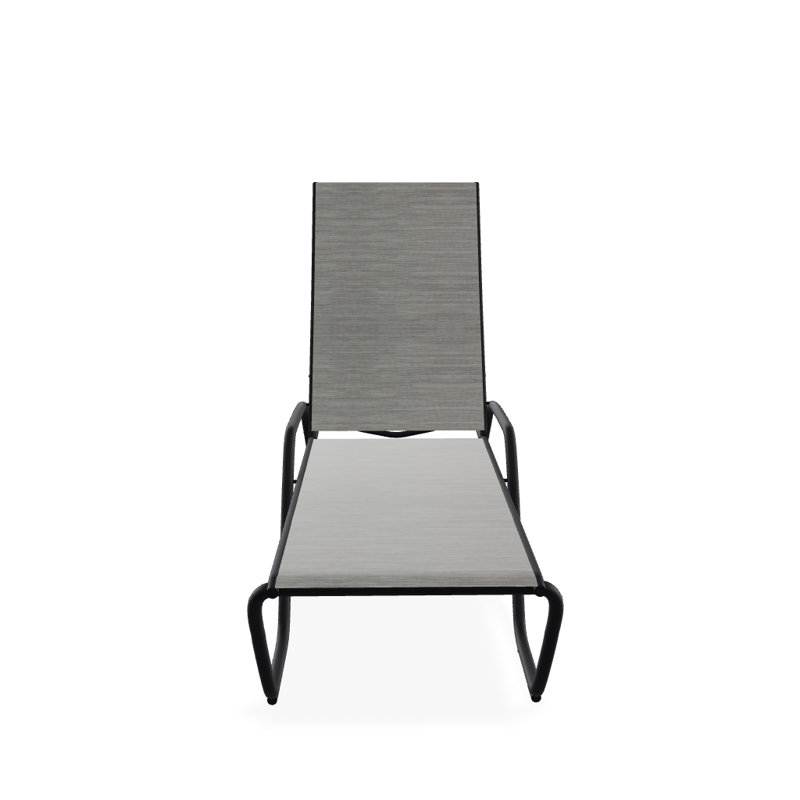 Outdoor Rust-Resistant Metal Chaise Lounge, Textured Black, Sicily
