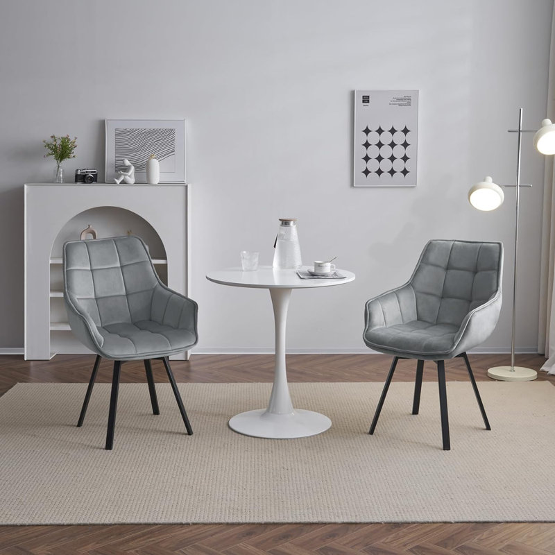 Beselare 48.5cm H Velvet Upholstered Armchair, 2, Grey