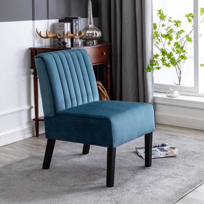 Ensemble de 2 chaises d'appoint Mid-Century modernes, Bleu