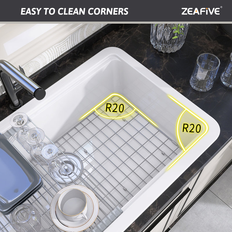 33" L x 22" W Fireclay Workstation Kitchen Sink Large Single Bowl Undermount/Drop-in Kitchen Sink with Accessories