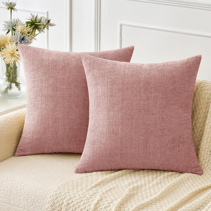 Paquet de 2 housses de coussins décoratifs à motif de chenille de printemps doux pour canapé de salon Valentines