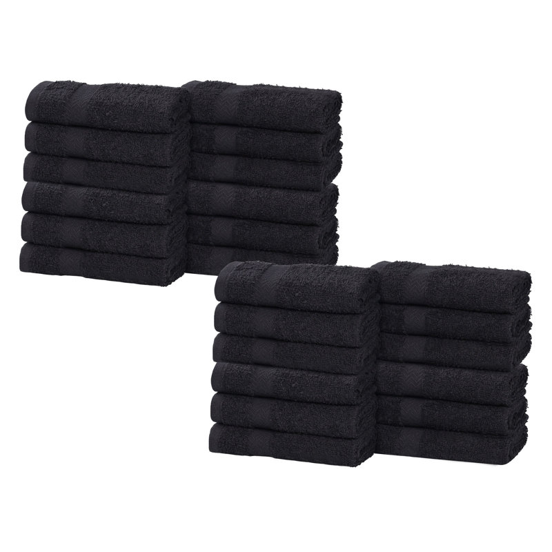 Ensemble de serviettes de bain en coton léger à séchage rapide, Gant de toilette - paquet de 24, Noir