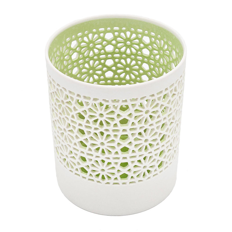5'' H Tabletop Votive Holder, White/Green