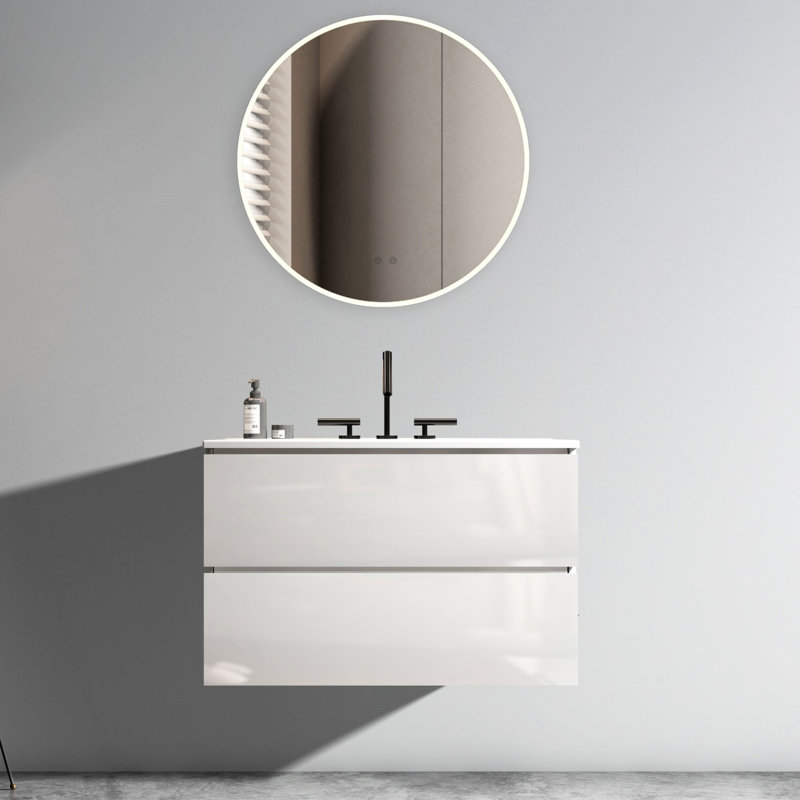 Armoire de salle de bain Modern White, 30", Blanc lustré