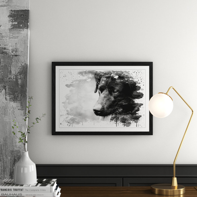 Black Labrador Dog - Wall Art, 45cm H x 62cm W, Framed Picture