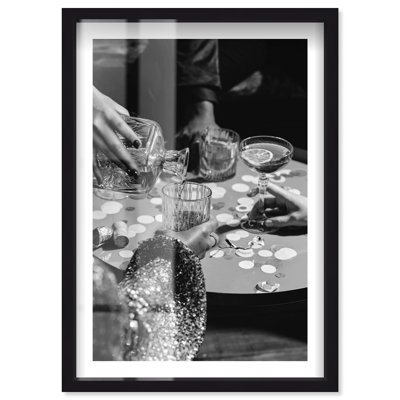 Cocktails in black and white Shadowbox Print Miami Art Prints by Notoriart, Black Frame, 25 x 37