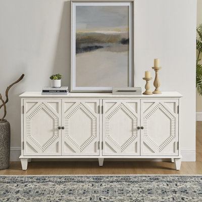 Modern Sideboard Buffet Cabinet With Storage, Symmetrical Geometric Accent Coffee Bar Wine Bar Storage Cabinet, Large Console Table For Living Room/Entryway/Kitchen