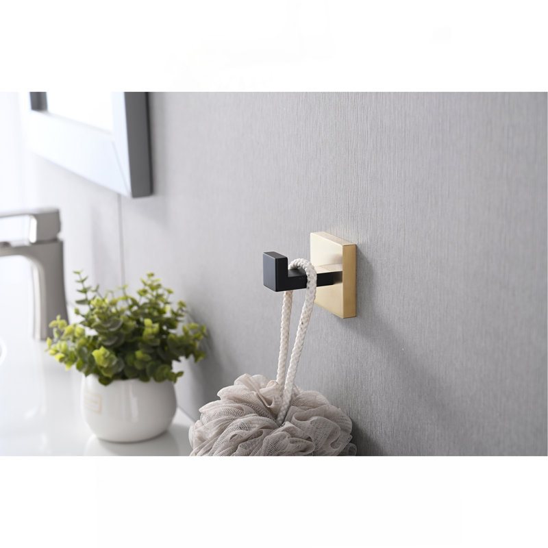 2 Pack Wall-Mounted Stainless Steel Bathroom Towel Hooks/Coat Hooks For Bathroom, Bedroom, Kitchen, Gold/Matte Black