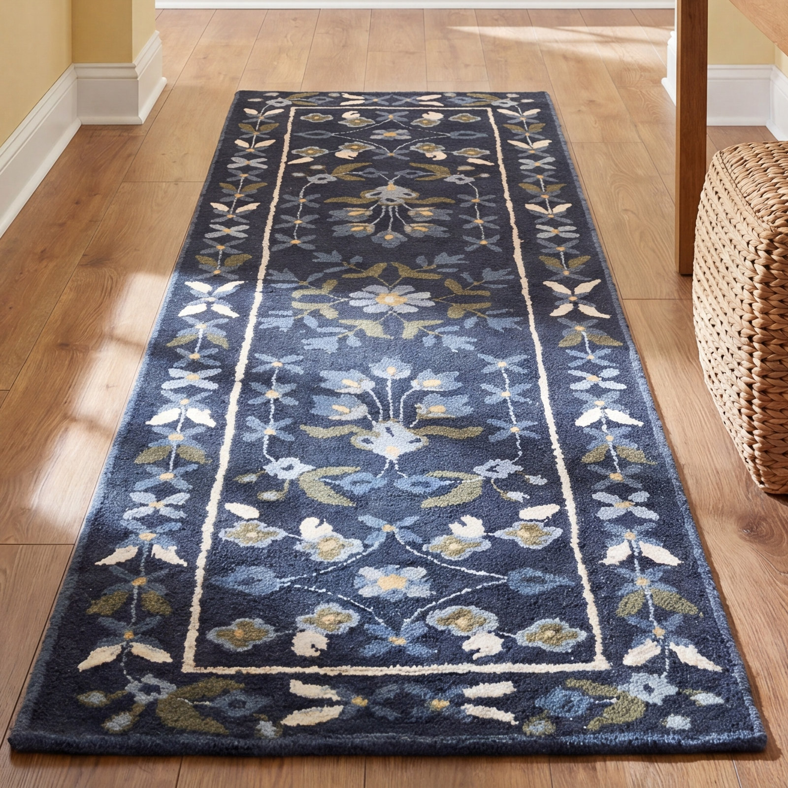 Hand-Tufted Wool Floral Outdoor Rug, Runner 2'3" x 8'