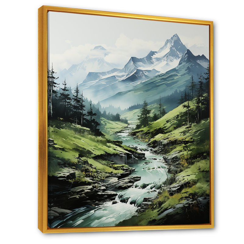 «Mountain Summit Serenity Creek III», reproduction sur toile, Cadre flottant doré, H 32 po x l 16 po x P 1 po