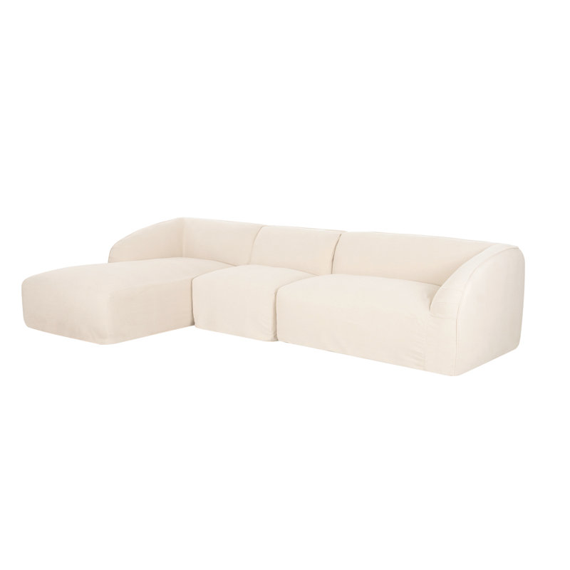 Canapé modulaire Wilde, Orienté à gauche (vu de face), Toile crème crème, H 29,9 po x l 138 po x P 76,3 po