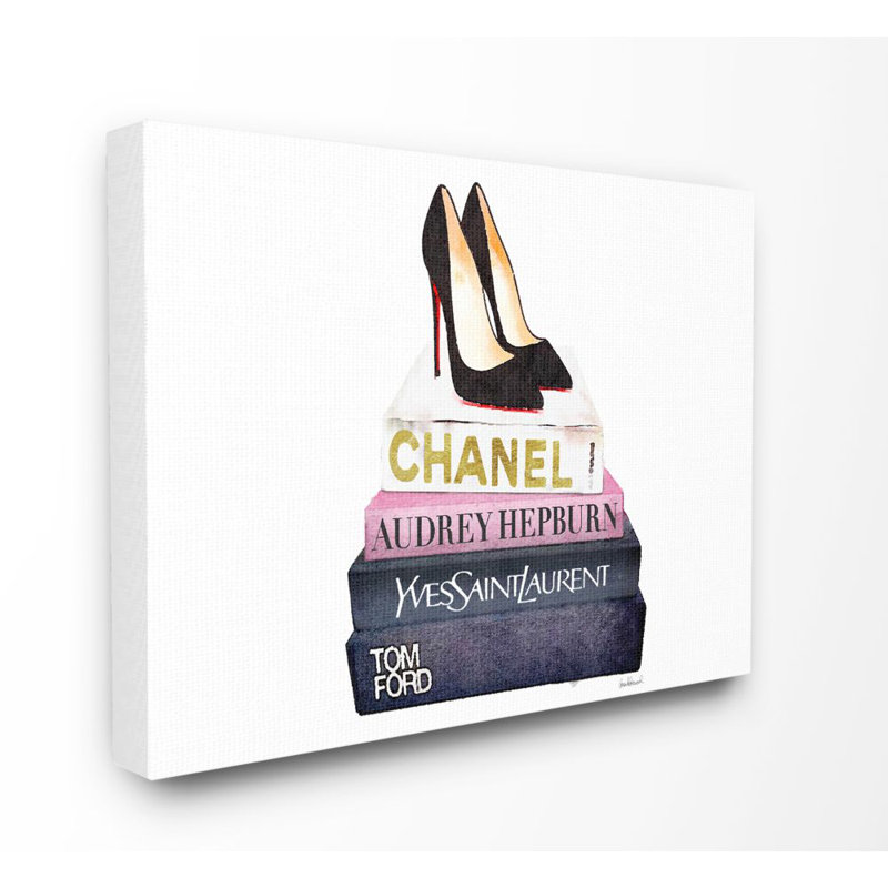 « mode book set black pump talons », impression, H 24 po x l 30 po, Toile tendue