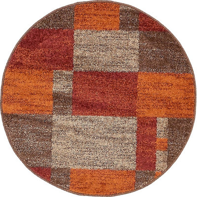 Tapis brun à motif géométrique Harvest