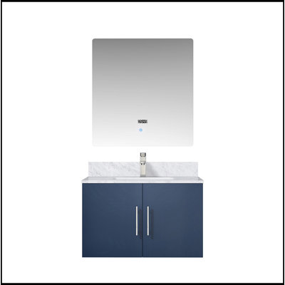 Meuble-lavabo de salle de bain 30 po X P 22 po D, comptoir en marbre de Carrare, ensemble de robinet et Miroir à DEL