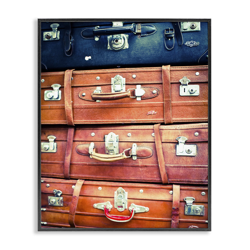 Valises empilées variées, estampe numérique par Susan Bryant, Giclée encadrée noir minuit, H 14 po x l 11 po x P 1,5 po