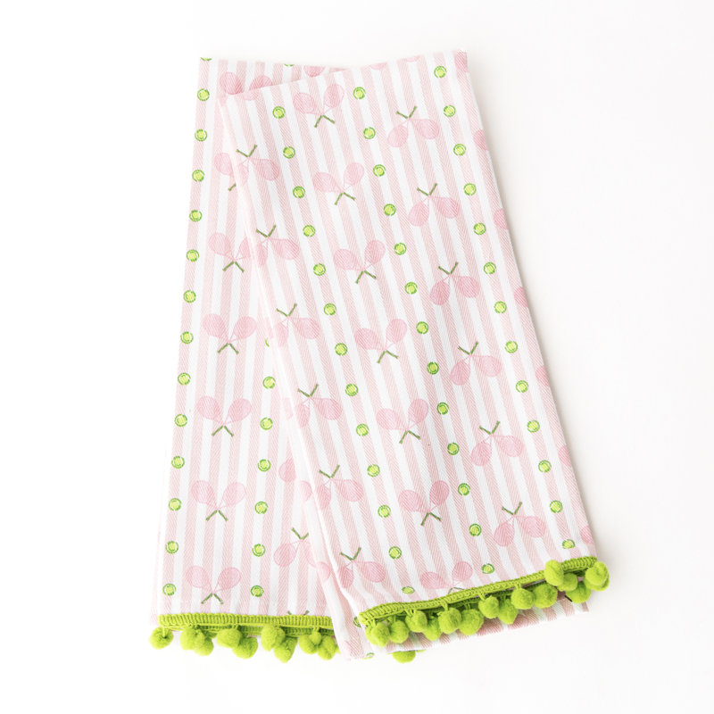 Pink Tennis Stripe Kitchen Towel Set