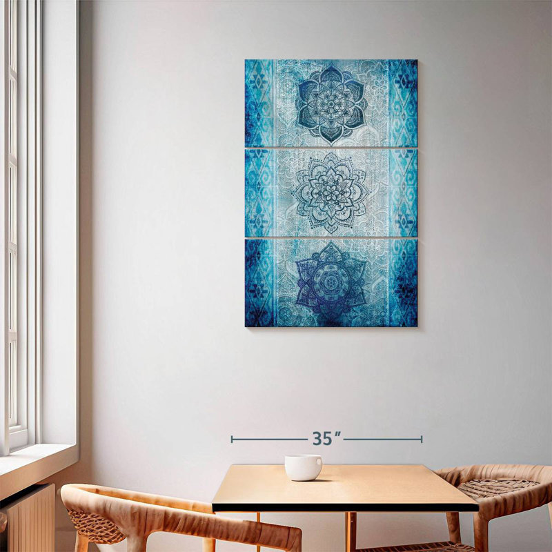 Kerner Blue Floral Mapuche Symbols, 57" H x 36" W