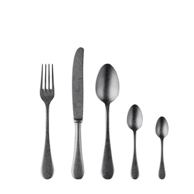 Vintage Flatware Set with Moka Spoons - 30 Pieces - Black Gold