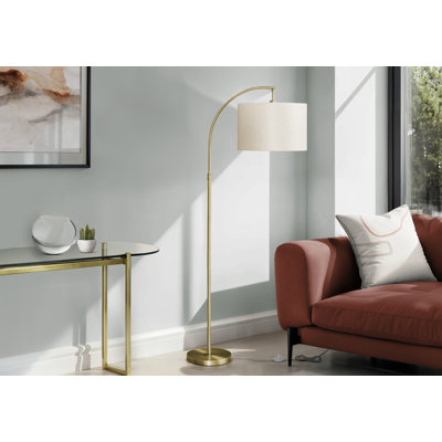 Lampe sur pied contemporaine de 65 po de hauteur avec base en laiton et abat-jour ivoire / crème | Idée cadeau