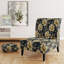 Fauteuil de chambre en tissu damassé noir et beige