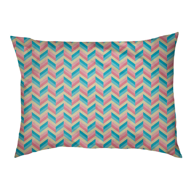 Coussin pour chien chevron Byrge, Grand (l 42,5 po x P 32,5 po x H 14 po), Bleu / Rose