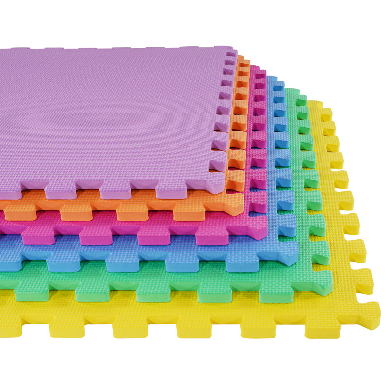 Multicolor EVA Foam Interlocking Exercise Mat Tiles, 24 Sq Ft