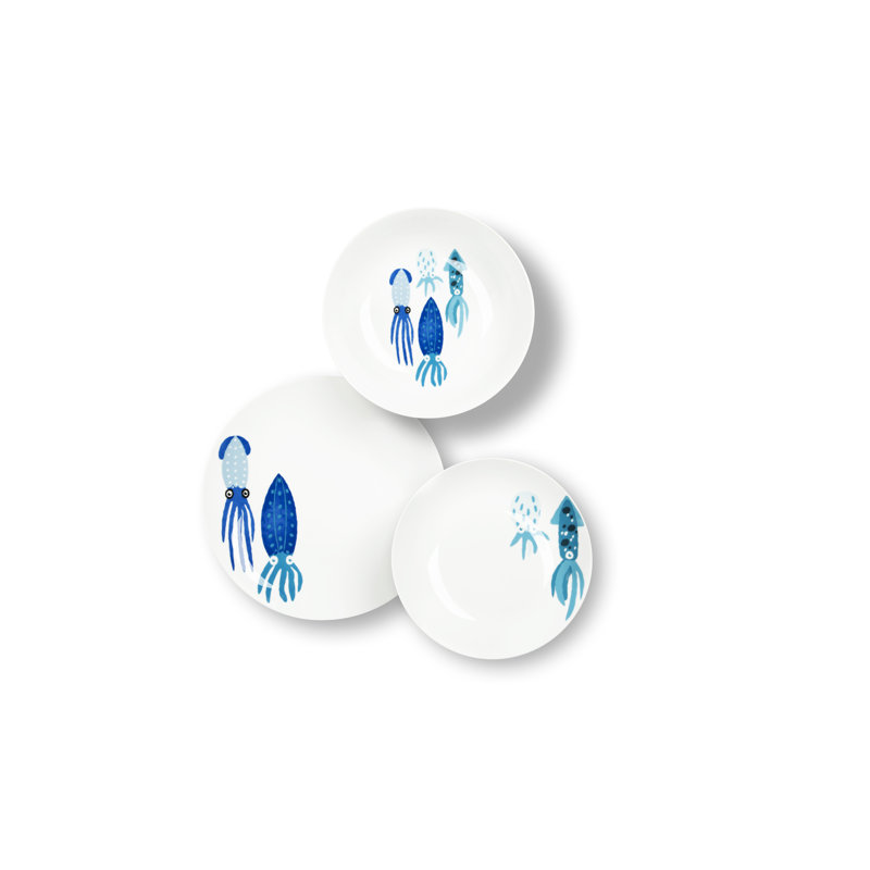 Squid 12 Piece Porcelain Dinnerware Set - Service for 4
