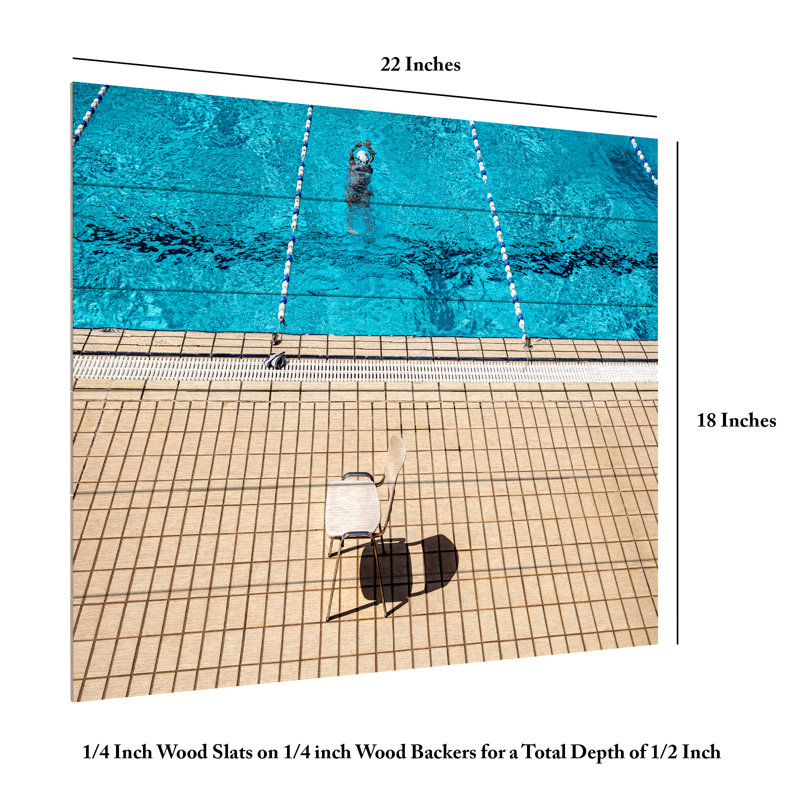 «At The Pool On Wood» par Linda Wride, reproduction, H 18 po x l 22 po
