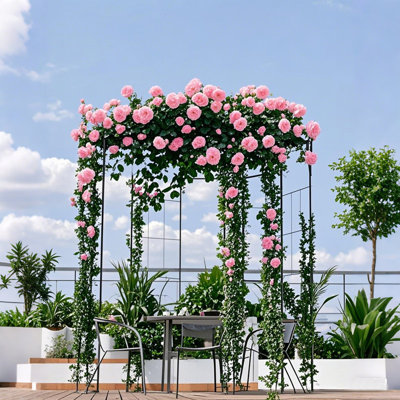 Outdoor Garden Arch 8.8FT - Birdcage Design Metal Arbor for Climbing Plants, Wedding Ceremony, Backyard, Patio & Pergola Pavilion