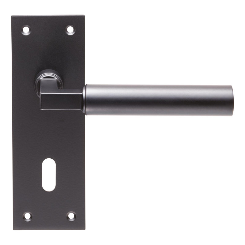 Earnestine Lock Door Handle, Matt Black