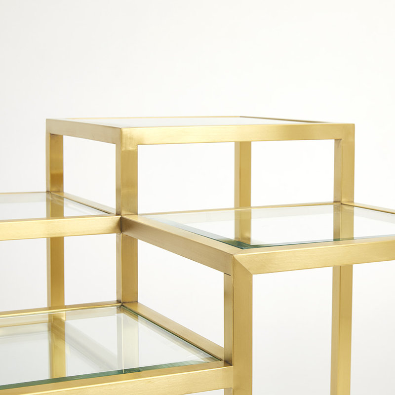 Glass Top End Table, Gold
