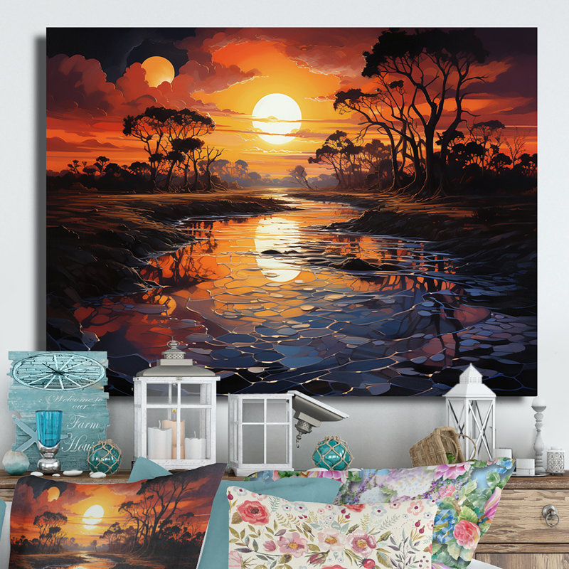 Égypte Golden Horizons River I - Égypte, décoration murale en métal, H 12 po x l 20 po x P 1 po
