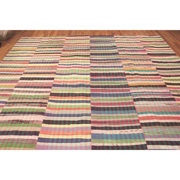 Nazmiyal Collection Rainbow Colours Striped Modern Turkish Rag Rug ...