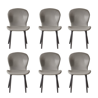 Upholstered Contemporary Accent Dining Chairs Set Of 6 With Pu Leather And Metal Legs -  Corrigan StudioÂ®, ACFD10AF9AE5466C97F2AB3A3FF69946