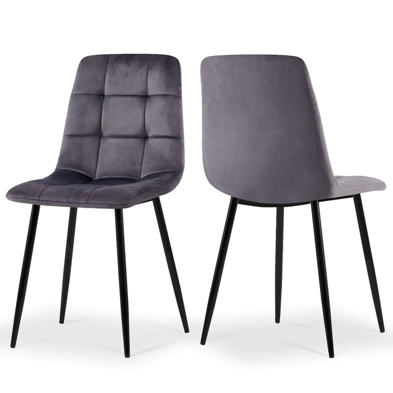 Velvet Dining Chairs Set Of 2,Dining Room Side Seating, Kitchen Chairs With Metal Legs For Living Room, Gray, 2