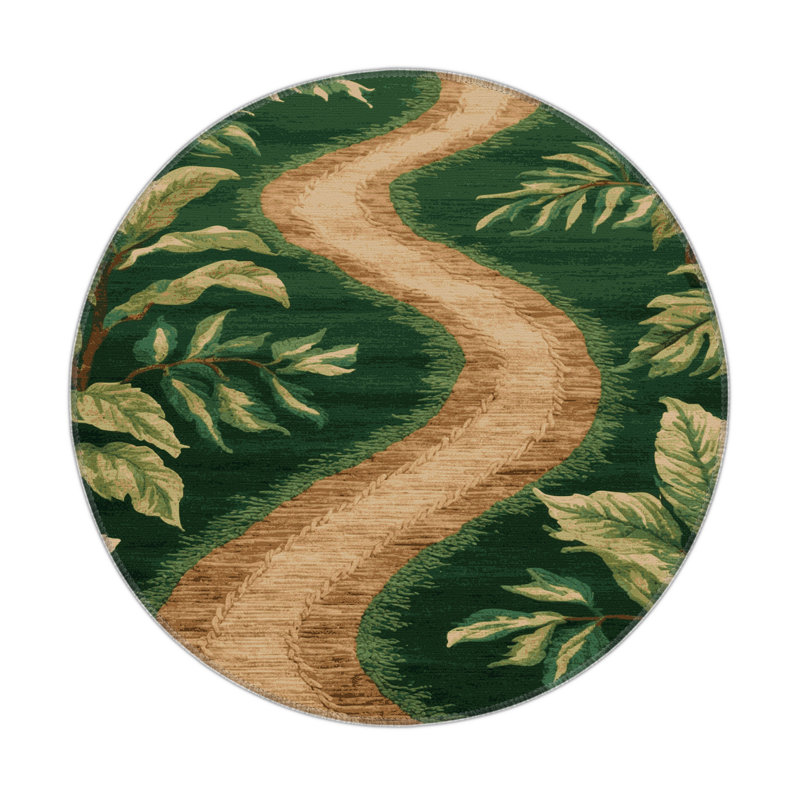 Tapis d'intérieur et d'extérieur vert Nature, Rond 5 pi